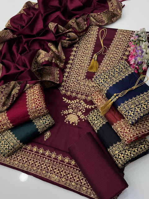 Winter’s Beautiful Boutique Style Fancy Sequence Zaari 🧵 Soosi Stuff 3 PC Dress 👗