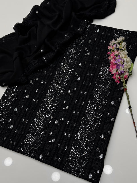 Fancy Chikankari And Sequence Work Embroidery 🧵 Soft Chiffion 2 Pc Dress 👗