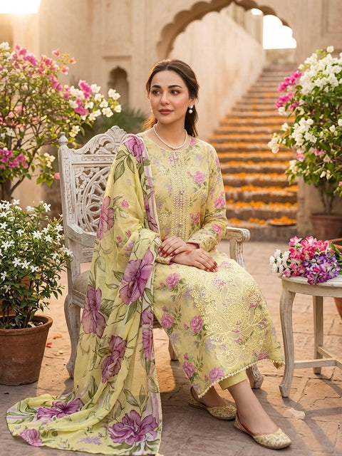 💕 ONLY 2650/-PKR CHIKANKARI LAWN 3PC Dress 💕