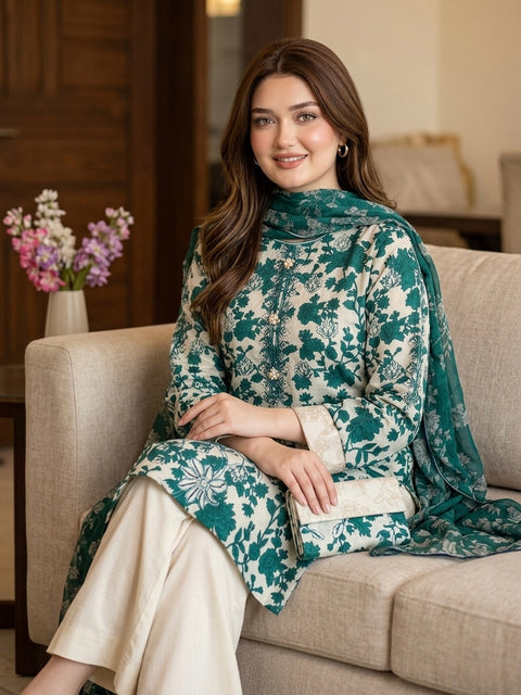 🔥 Beautiful Chikankari Embroidery Digital Printed Lawn 3 PC Dress 👗