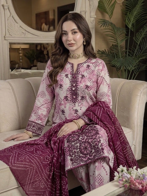 🔥 Beautiful Boutique Style Chikankari Embroidery 🧵 Digital Printed Pure Lawn 3 PC Dress 👗