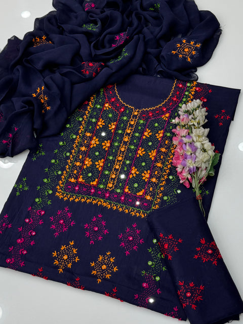 Handmade Afghani Pasham Embroidery 🧵 Lawn 3 Pc Dress 👗