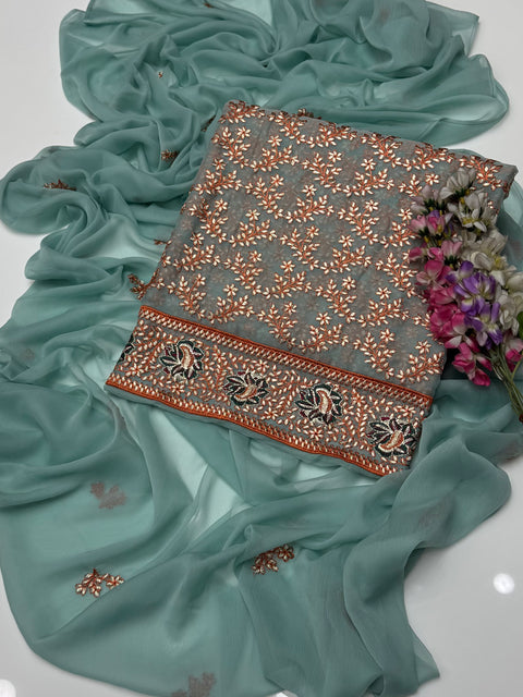 Handmade Goota Style Thread Embroidery 🧵 Soft Chiffion Shirt Duppata 2 Pc 👗