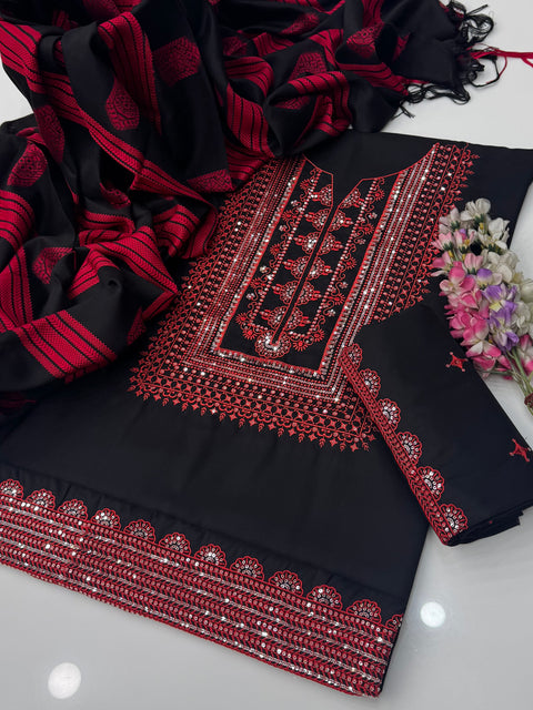 Boutique Style Fancy Sequence Zaari Embroidery Soosi 3 PC Dress 👗