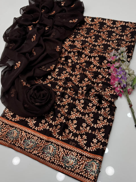 Handmade Goota Style Thread Embroidery 🧵 Soft Chiffion Shirt Duppata 2 Pc 👗