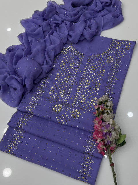 Indian Golden Mukesh Work Chiffion 2 Pc Dress 👗
