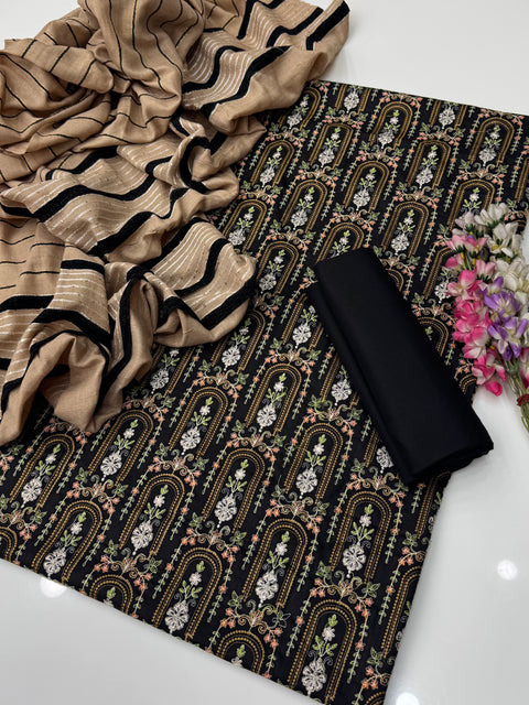 Beautiful & Elegant Style Dhanak Marina Bareeze Embroidered 3 PC Dress 👗