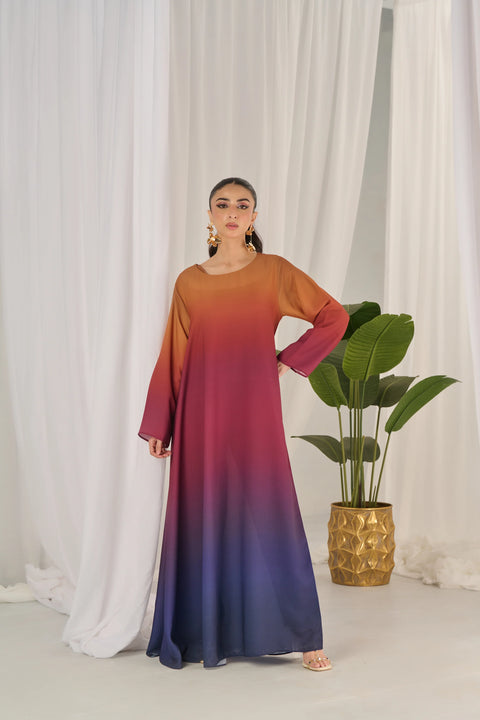 Beautiful Trending Ombré Double Tone Digital Printed 2 Pc Dress 👗