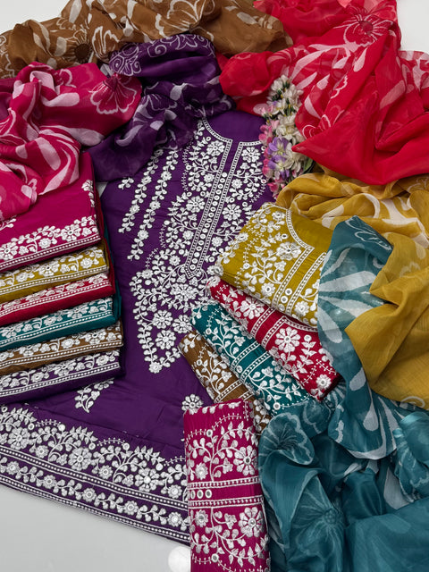 Handmade Style Unique Thread Embroidery 🧵 Lawn 3 Pc Dress 👗