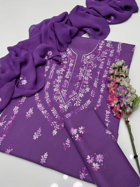💕 Shop The Latest Styles Handmade Pakka Tanka Thread 🧵 Embroidery Lawn 3 Pc 👗