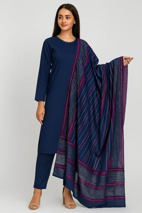 Multani Khaadi Soosi Stuff Shirt & Trouser With Khaadi Velvet Shawl 3 Pc Dress 👗
