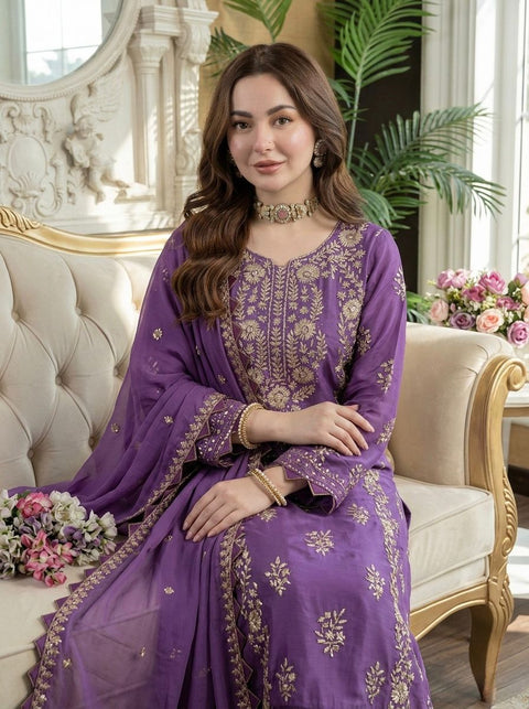 💕 Handmade Traditional Goota Work Embroidery 🧵 Pure Lawn 3 PC Dress 👗