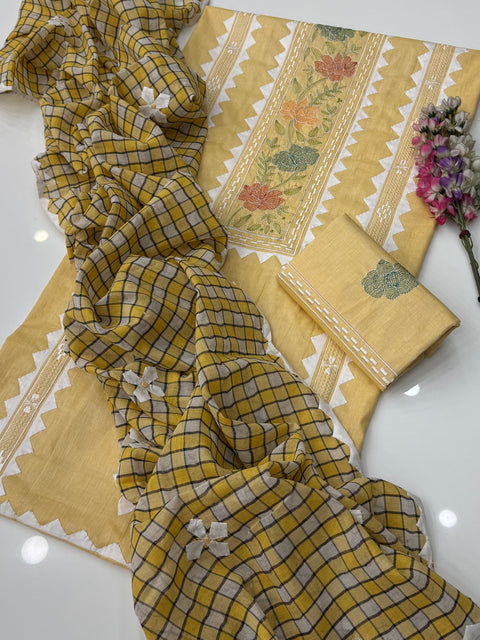 Beautiful Handmade Kacha Tanka & Tarkashi Work With Applique Ralli Work 3 Pc Dress 👗