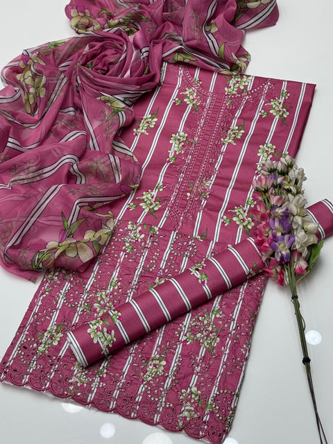 Beautiful Chikankari & Sequence Work 🧵 Digital Printed Lawn 3 Pc Dress 👗