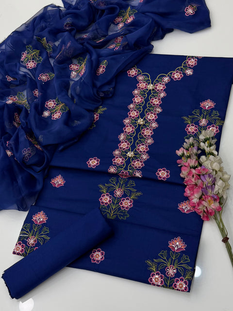 🔥 Elegant Boutique Fancy Cross Stitch Sequence Cotton Lawn 3 PC Suit 👗