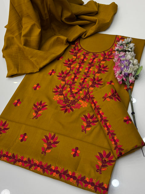 🔥 Beautiful Multi Parsi Tanka Handmade Style Embroidery 🧵 Dhanak 3 Pc Dress 👗