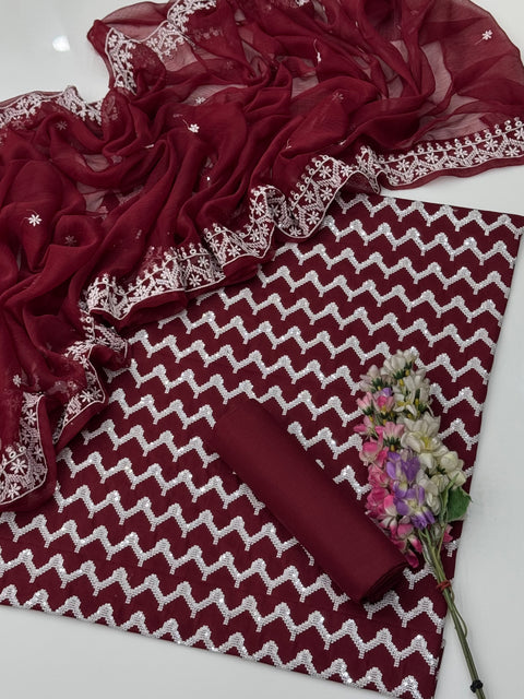 Beautiful Sequence Work Bareeze Embroidery 🧵 Lawn Shirt 3 Pc Dress 👗