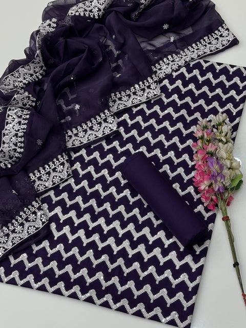 Beautiful Sequence Work Bareeze Embroidery 🧵 Lawn Shirt 3 Pc Dress 👗