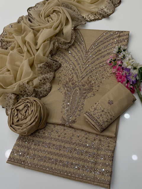 💕 Fancy Beautiful Outfit Bareeze Sequence Embroidery 🪡 Lawn 3 PC Dress 👗