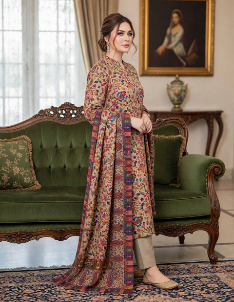 🔥KALAMKARI PASHMINA 3PC 🔥