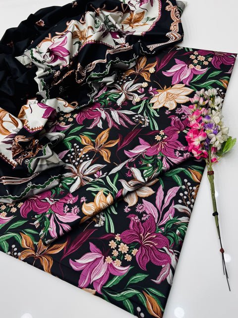 💕 Branded Hit Codes Digital Printed Premium Linen 3 Pc 👗