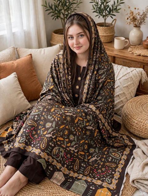 💕 #WINTER’s #KALAMKARI SHAWL WITH DHANAK 3PC💕