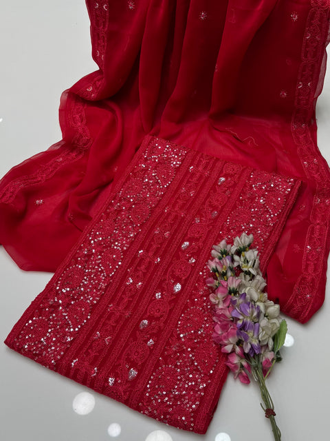 Fancy Chikankari And Sequence Work Embroidery 🧵 Soft Chiffion 2 Pc Dress 👗