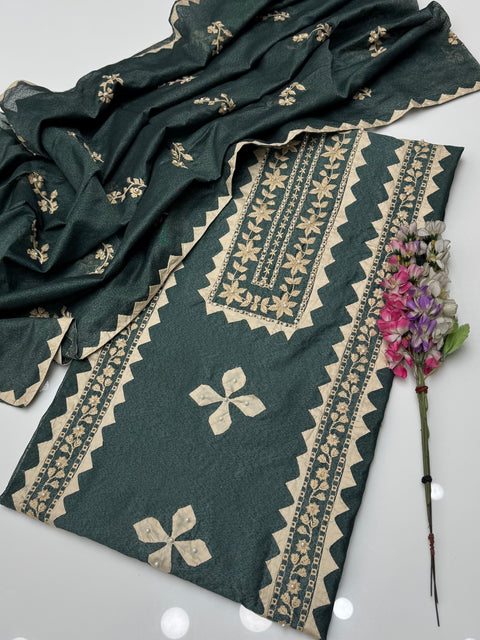 Beautiful Handmade Style Pakka Tanka With Applique Ralli Work Pearl Beads 2 Pc Dress 👗