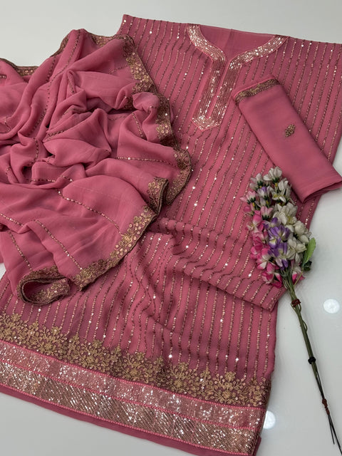Fancy Sequence & Zaari Tilla Embroidery Soft Chiffion 2 PC Dress 👗
