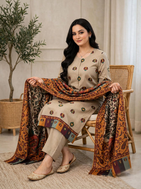 🔥 #WINTER KALAMKARI PASHMINA 3PC 🔥
