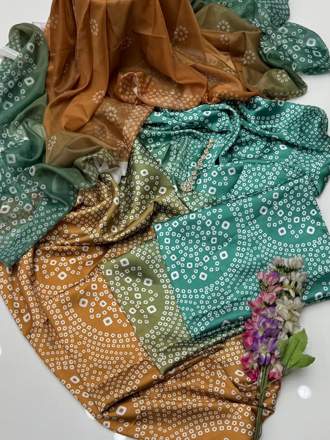 Chunri Digital Printed 3 Tone Luxury Shamooz Silk 3 PC 👗