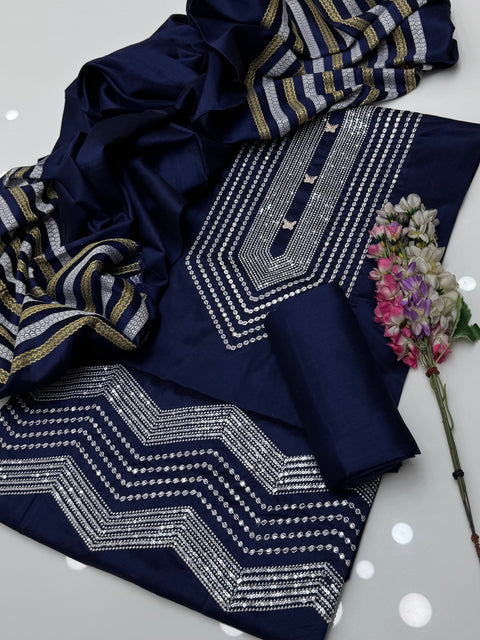 🔥 #WINTER’s Boutique Style Fancy Sequence Embroidery Soosi 3 PC Dress 👗