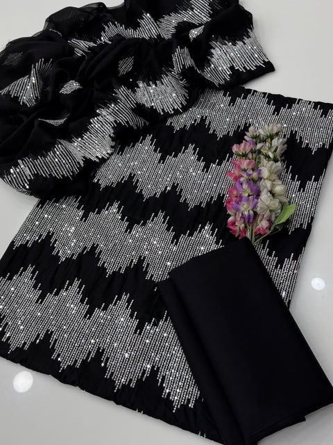 Beautiful Fancy Sequence Embroidery 🧵 Pure Lawn 3 PC Dress