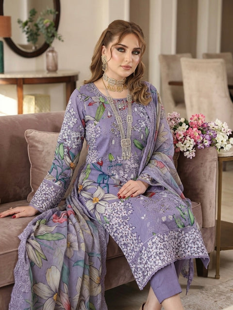 💕 ONLY 2650/-PKR CHIKANKARI LAWN 3PC Dress 💕