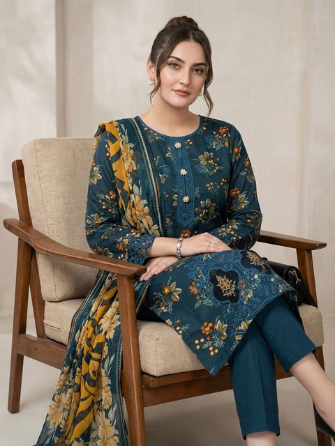 🔥 Beautiful Boutique Style Chikankari Embroidery 🧵 Digital Printed Pure Lawn 3 PC Dress 👗