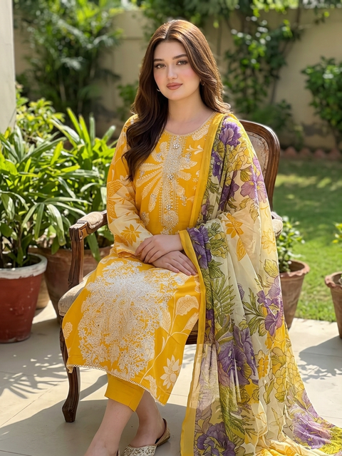 💕 ONLY 2650/-PKR CHIKANKARI LAWN 3 PC 💕