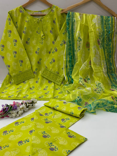 🔥 #STITCHED #LAWN WITH FARSHI SHALWAR 3PC 🔥