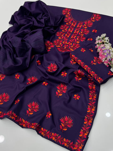 🔥 Beautiful Multi Parsi Tanka Handmade Style Embroidery 🧵 Dhanak 3 Pc Dress 👗