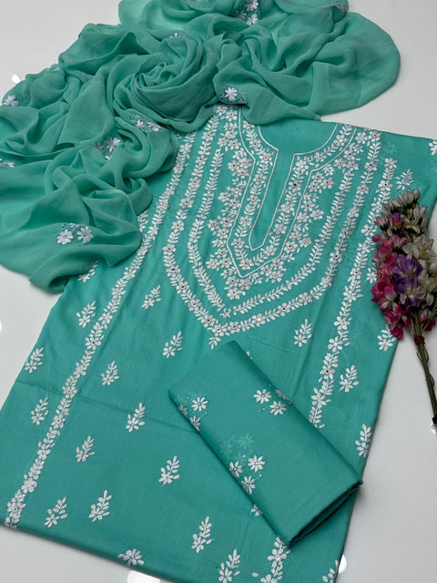 Handmade Pakka Tanka Embroidery 🪡 With Sheesha 🪞 Work Pure Lawn 3 Pc Dress 👗