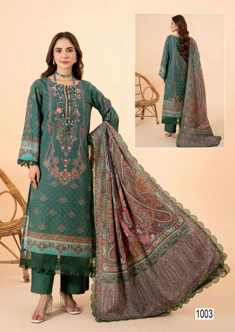 💕Mausummery Brand Digital Printed Soft Khaddar 3 Pc Dress