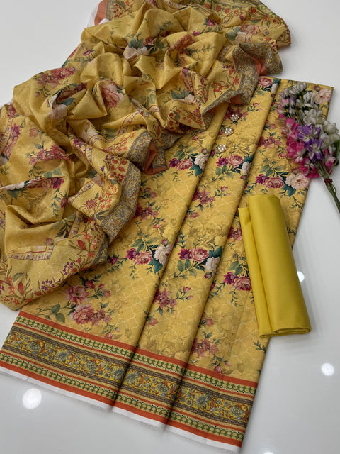 💕 Mausummery Brand Digital Printed Pure Lawn  3 Pc Dress 👗