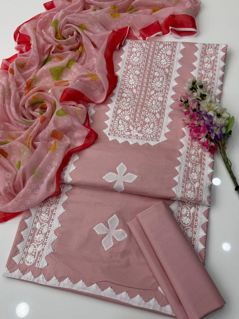 💕 Beautiful Handmade Applique Ralli Work 🪡 With Pakka Tanka Lawn 3 Pc Dress 👗
