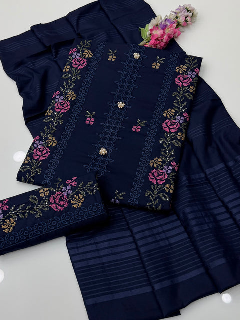 💕 #Winter’s Trending Design Chikankari & Cross Stitch 3 PC 👗