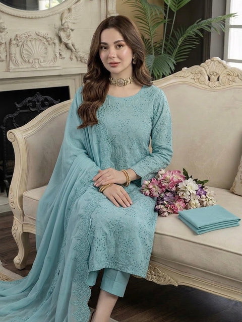 🔥 Most Demanded Article Shiffle Chikankari 🧵 Lawn 3 Pc 👗