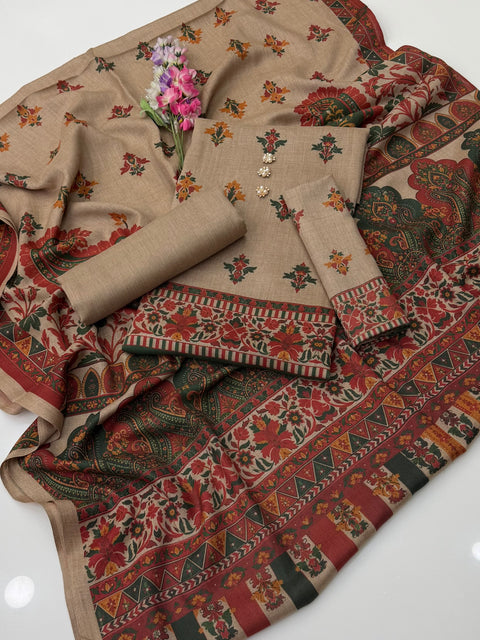 🔥#KALAMKARI #PASHMINA 3PC DRESS 👗
