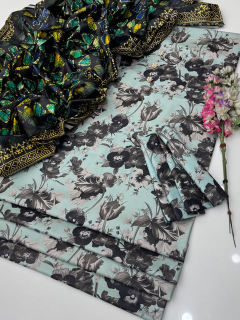 💕 Branded Hit Codes Digital Printed Premium Linen 3 Pc 👗