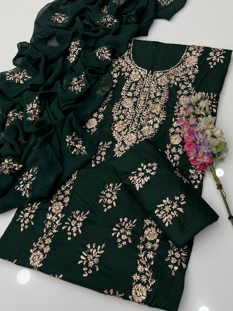 💕 Handmade Traditional Goota Work Embroidery 🧵 Pure Lawn 3 PC Dress 👗