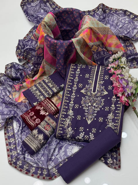 EID’s Luxury Heavy Embroidered Self Jacquard Lawn With Silk Duppata 3 Pc Dress 👗