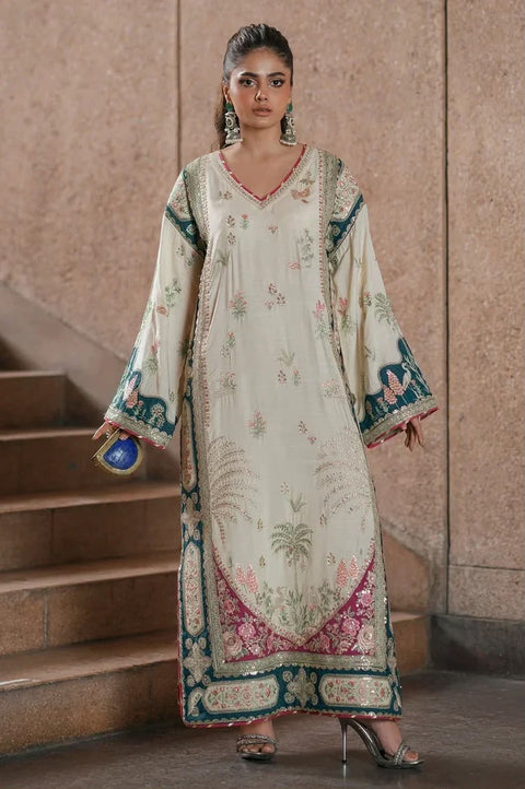 💕 #Trending Fancy Kaftan Style Embroidered Silk 3 Pc 💕