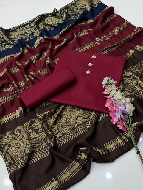 💕 #Winter’s Jacquard Pashmina Shawl With Dhanak 3 PC Dress 👗
